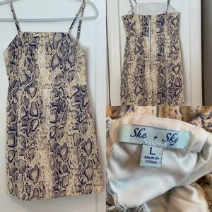 She + Sky Beige and Navy Snake Print Dress
